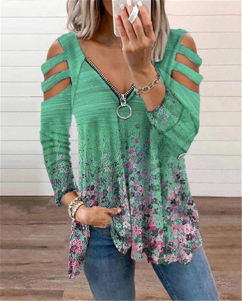 Boho Bloemen V-Hals Blouse