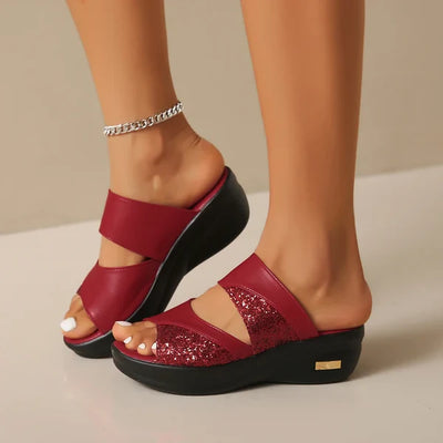 Glitter Wedge Sandalen | Voorkom Voetpijn