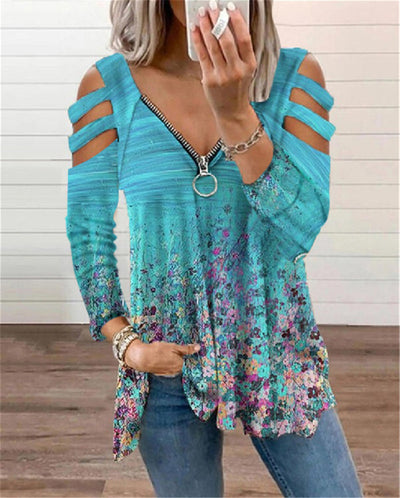 Boho Bloemen V-Hals Blouse