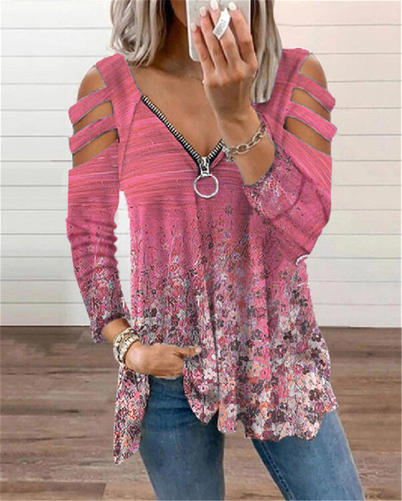 Boho Bloemen V-Hals Blouse